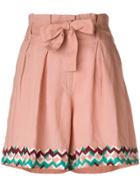 All Things Mochi Embroidered Hem Shorts - Pink & Purple