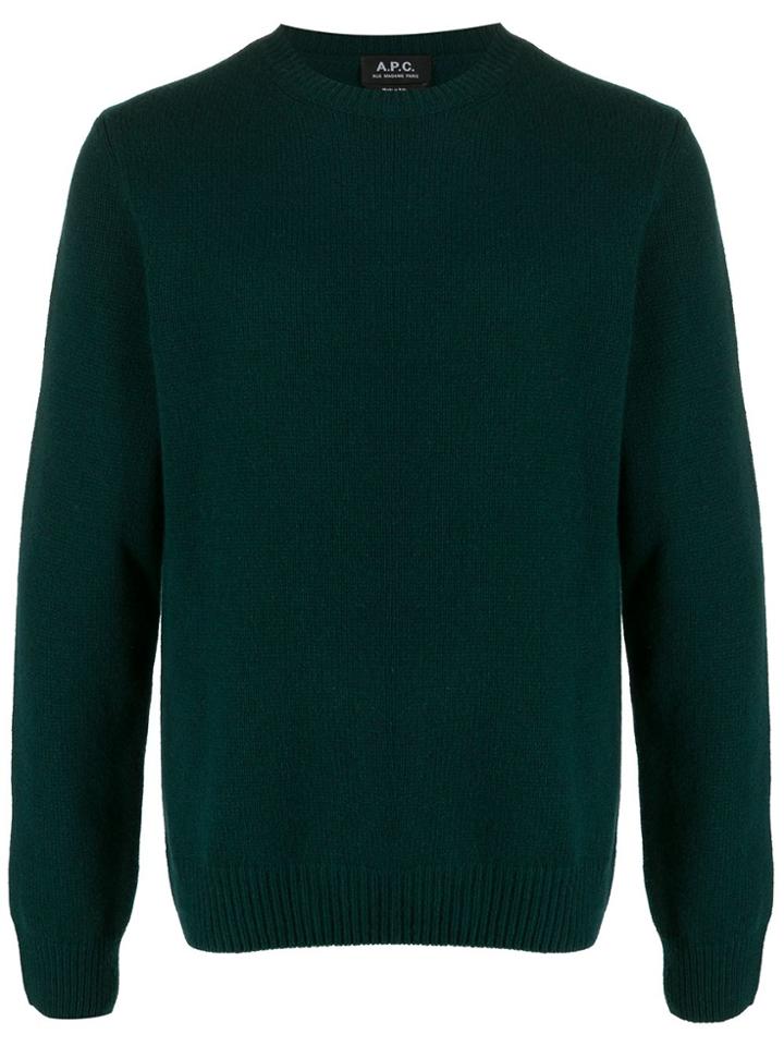 A.p.c. Regular-fit Crew-neck Jumper - Green