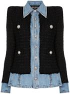 Balmain Tweed Denim Jacket - Black