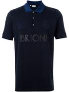 Brioni Appliqué Logo Polo Shirt, Men's, Size: M, Blue, Cotton
