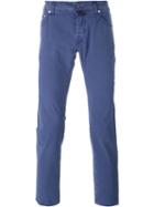 Jacob Cohen Slim Fit Chinos, Men's, Size: 44, Blue, Cotton/spandex/elastane