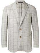 Eleventy Checked, Slim-fitting Blazer, Men's, Size: 50, Grey, Cotton/linen/flax/silk/cupro
