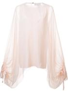 Chloé Oversized Sleeve Sheer Blouse, Women's, Size: 38, Pink/purple, Silk