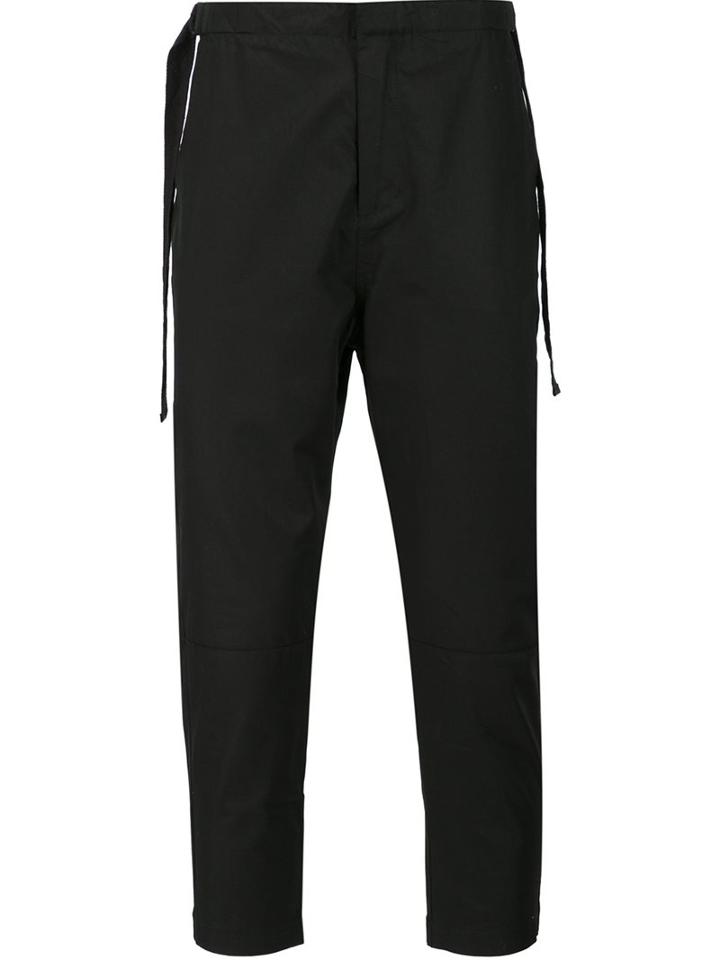 Stampd Strap Detail Tapered Trousers, Men's, Size: 32, Black, Cotton