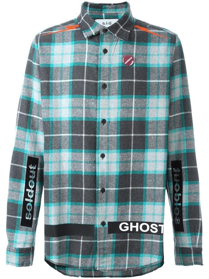 Sold Out Frvr Multiple Prints Plaid Shirt, Men's, Size: Large, Grey, Cotton/polyester/other Fibers