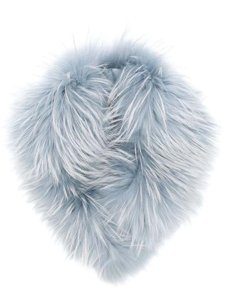 Mr & Mrs Italy Raccoon Fur Collar, Women's, Blue, Racoon Fur/acetate/viscose