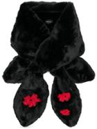 Simone Rocha Floral Embroidered Scarf - Black