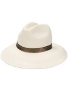 Fabiana Filippi Contrast Ribbon Panama Hat - Neutrals