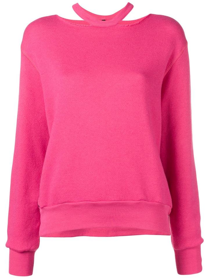 Unravel Project Cutout Crew Neck Sweatshirt - Pink