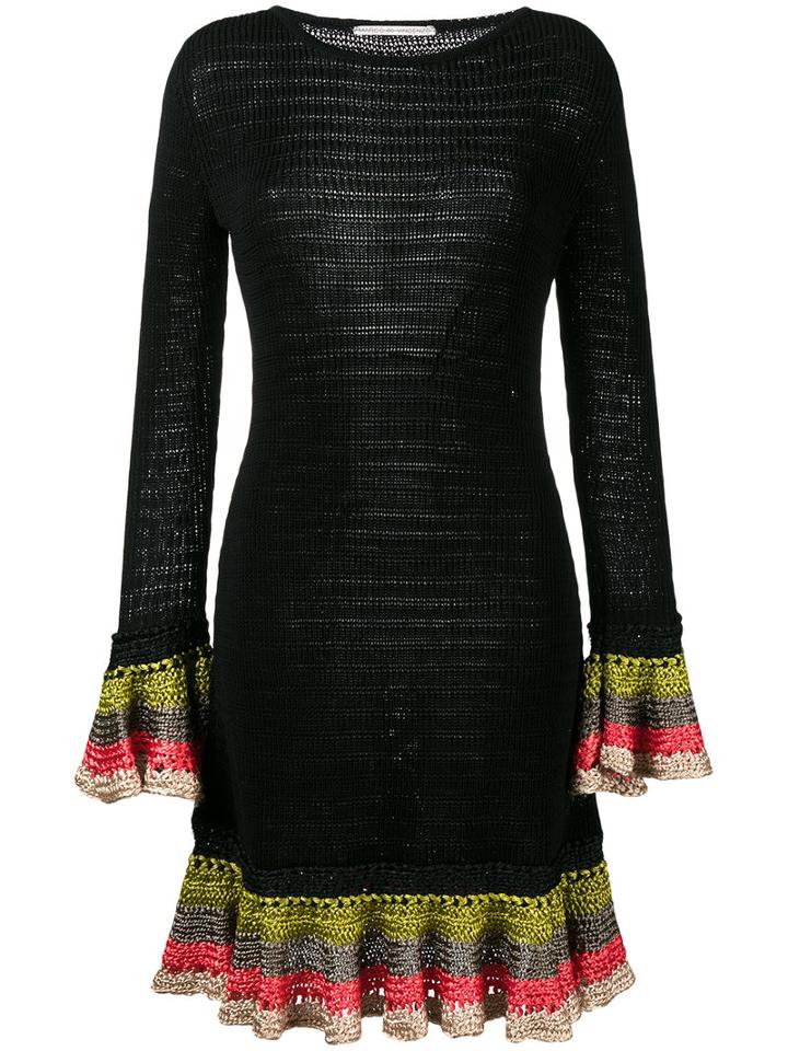Marco De Vincenzo Knitted Ruffle Cuff Dress, Women's, Size: 40, Black, Cotton/viscose