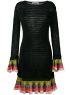 Marco De Vincenzo Knitted Ruffle Cuff Dress, Women's, Size: 40, Black, Cotton/viscose