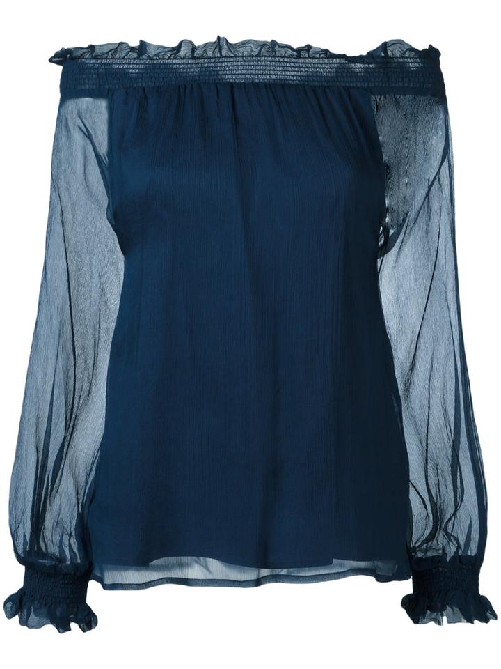 P.a.r.o.s.h. Off-the-shoulder Blouse, Women's, Blue, Silk/polyester
