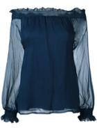 P.a.r.o.s.h. Off-the-shoulder Blouse, Women's, Blue, Silk/polyester
