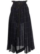 Sacai Check Pleated Wrap Midi Skirt - Blue