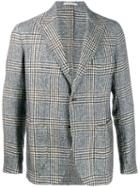 Eleventy Checked Single Breasted Jacket - Grey