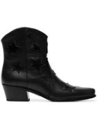 Miu Miu Black Star Embellished 35 Leather Cowboy Boots