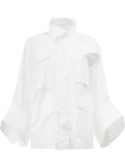 Marni Flared Cuff Military Style Jacket, Women's, Size: 42, White, Cotton