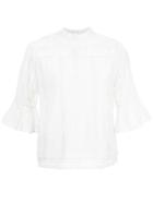 Ulla Johnson Embroidered Blouse, Women's, Size: 6, White, Silk/cotton