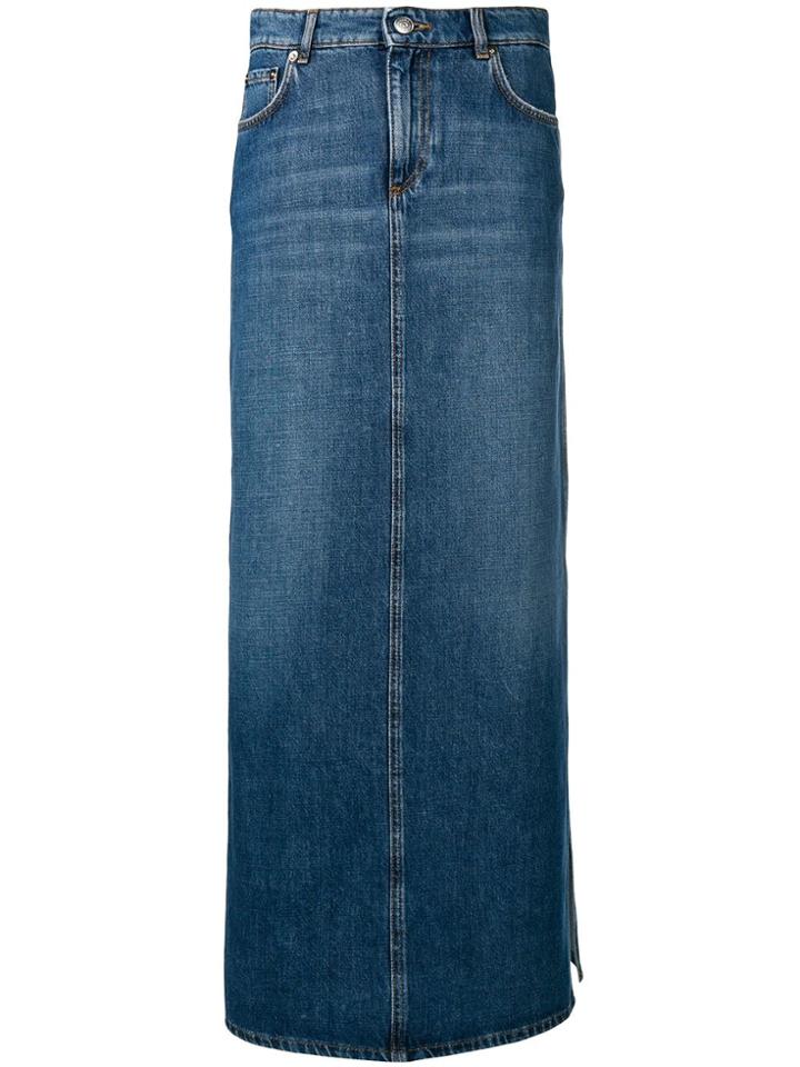 Ganni Long Denim Skirt - Blue