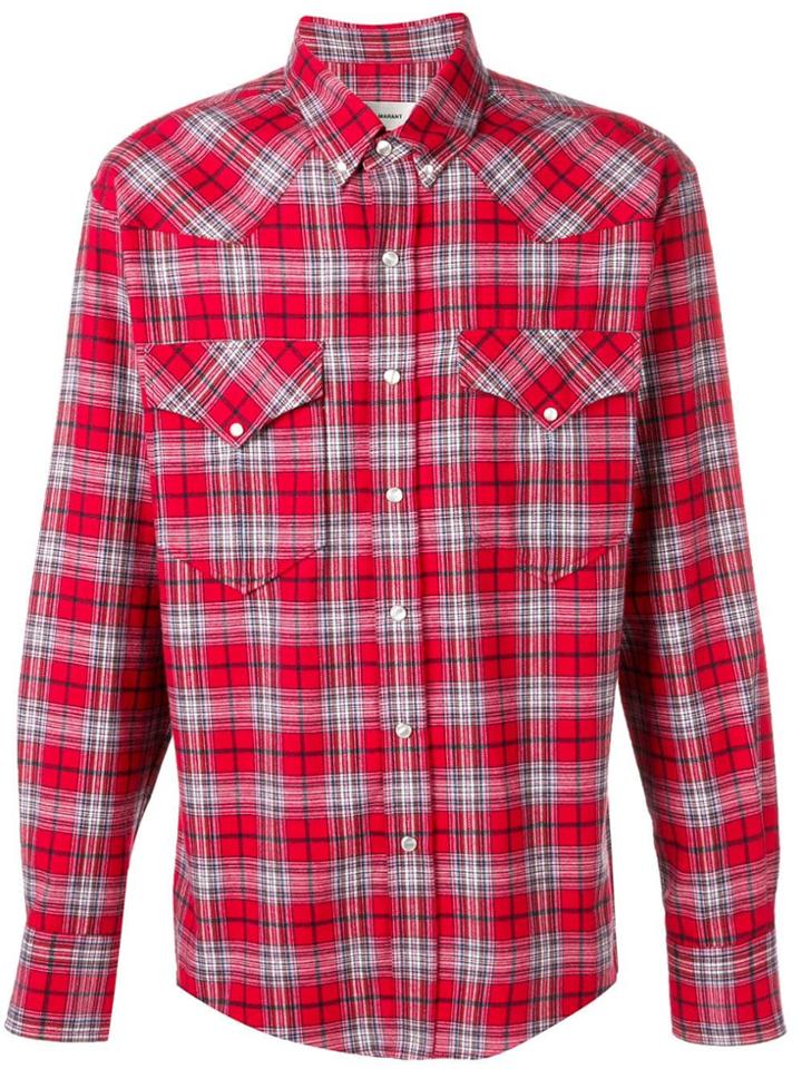 Isabel Marant Plaid Button Down Shirt - Red