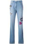 Kenzo Badge Appliquéd Boyfriend Jeans, Women's, Size: 36, Blue, Cotton