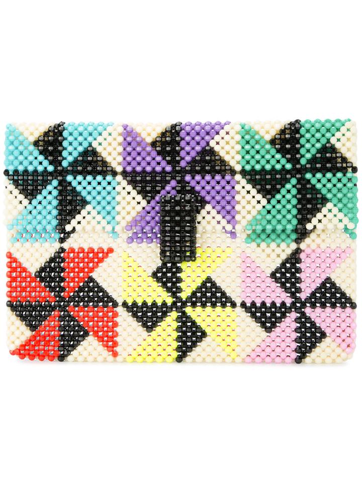 Delduca Beaded Geometric Clutch Bag - Multicolour