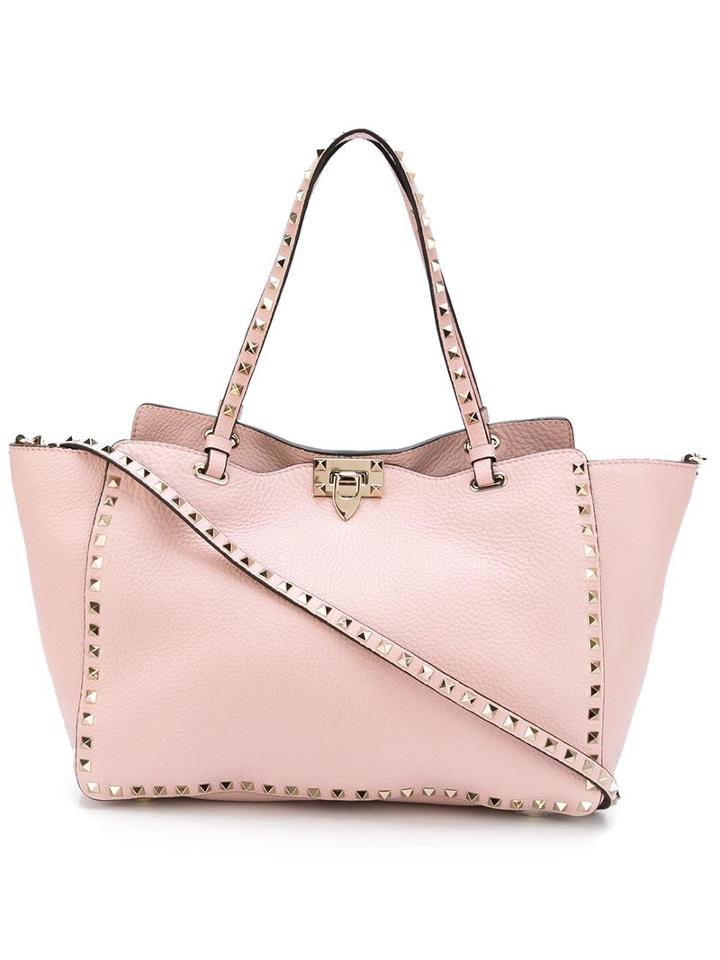 Valentino 'rockstud' Trapeze Tote, Women's, Pink/purple, Leather