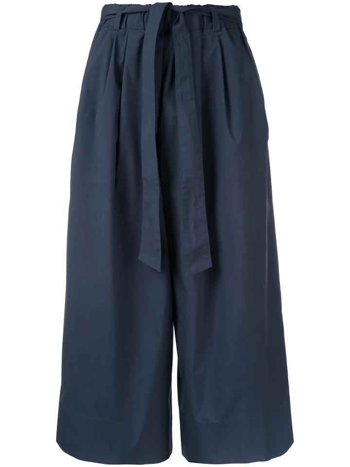 Strasburgo Pleated Tie Waist Short Trousers, Women's, Size: 36, Blue, Cotton/polyester