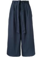 Strasburgo Pleated Tie Waist Short Trousers, Women's, Size: 36, Blue, Cotton/polyester