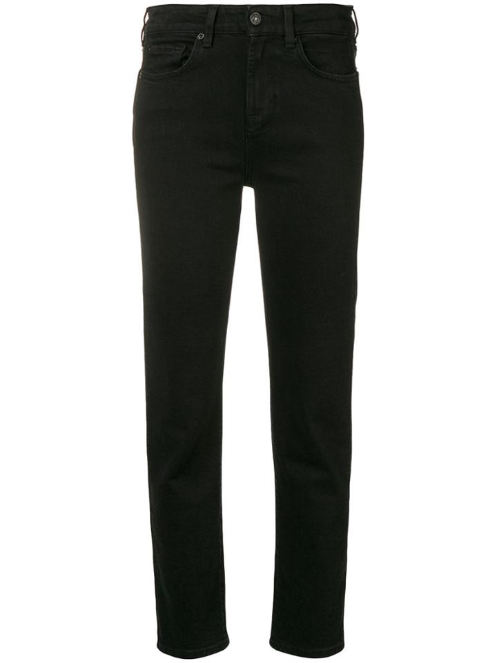 7 For All Mankind Cropped Slim Fit Denim Trousers - Black