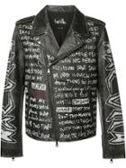 Haculla Text Print Biker Jacket - Black