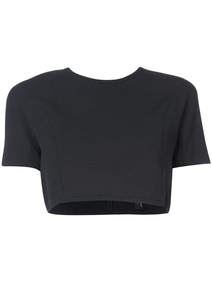 Proenza Schouler Plissé Knit Cropped Top - Black