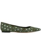 Tory Burch Embellished Pointed Ballerina Shoes - Green