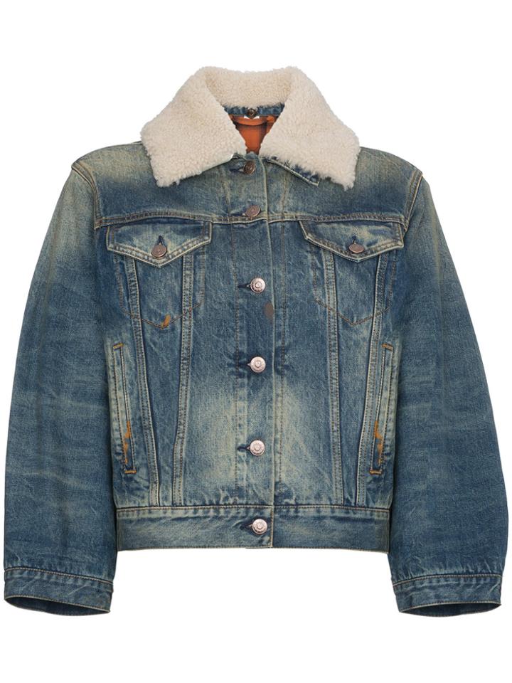 Gucci Lion Motif Denim Jacket - Blue