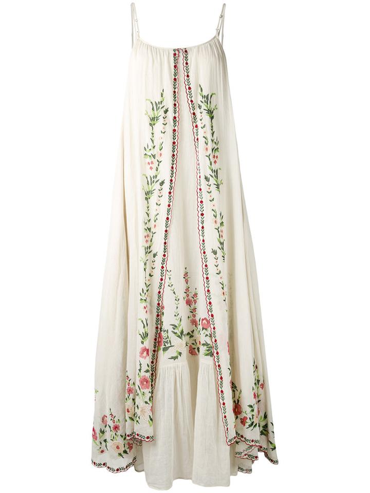 Mes Demoiselles - Embroidered Maxi Dress - Women - Cotton - S, Nude/neutrals, Cotton