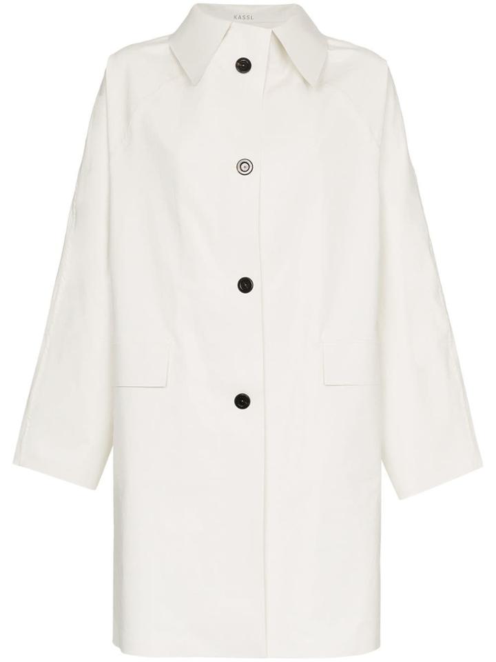 Kassl Single-breasted Long Coat - White