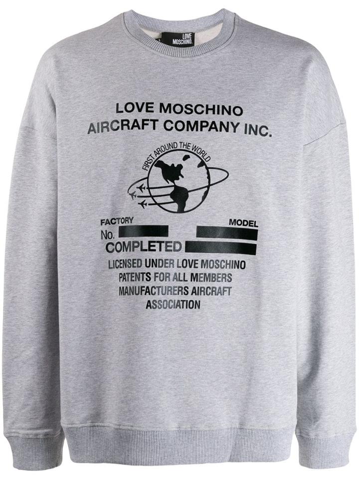 Love Moschino Aircraft Print Sweatshirt - Grey