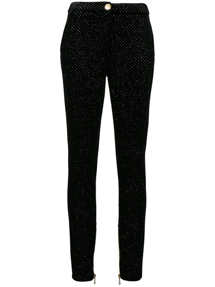 Balmain Rhinestone Embellished Trousers - Black