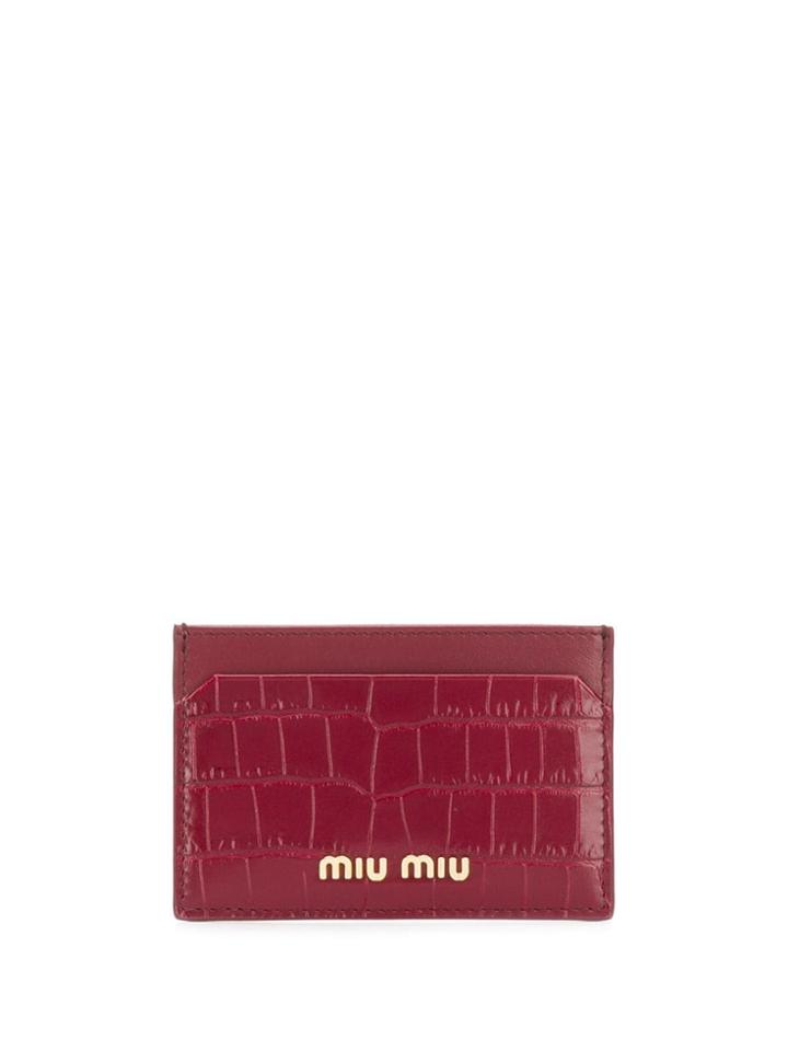 Miu Miu Crocodile-effect Logo Card Holder - Red