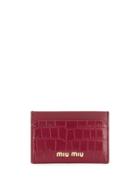 Miu Miu Crocodile-effect Logo Card Holder - Red