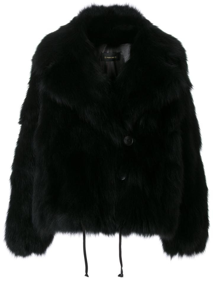 Plein Sud Fitted Fur Jacket - Black