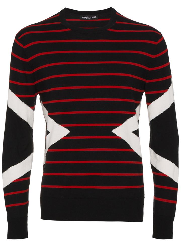 Neil Barrett Striped Lightning Bolt Sweater - Black