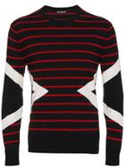 Neil Barrett Striped Lightning Bolt Sweater - Black