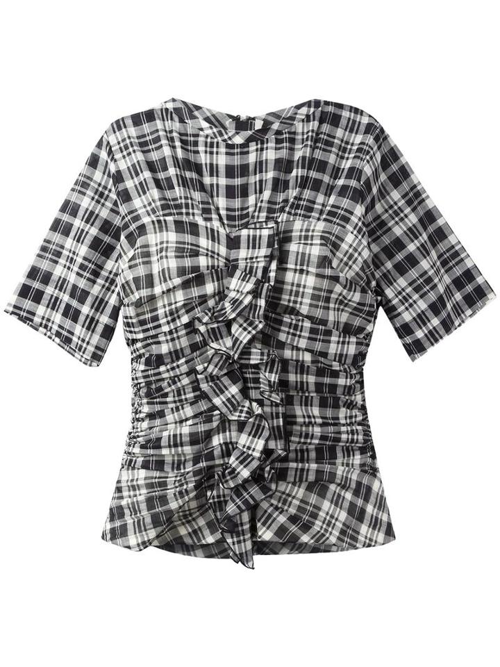 Isabel Marant Étoile Checked Blouse, Women's, Size: 38, Black, Cotton/linen/flax