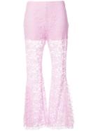 Givenchy - Flared Lace Trousers - Women - Cotton/polyamide/viscose - 40, Pink/purple, Cotton/polyamide/viscose