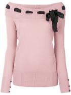 Blumarine Bow Detail Sweater - Pink & Purple