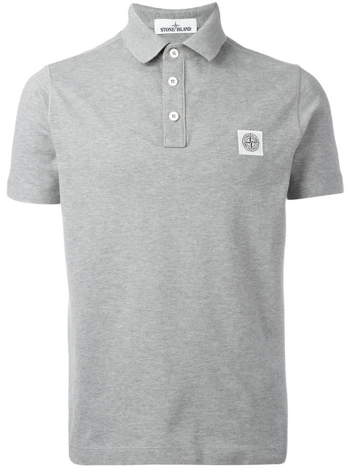 Stone Island Logo Polo Shirt, Men's, Size: Xl, Grey, Cotton/spandex/elastane