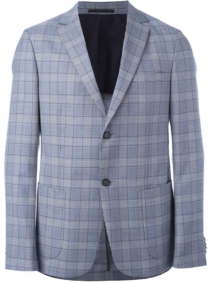 Z Zegna Prince Of Wales Check Blazer, Men's, Size: 50, Blue, Cupro/wool