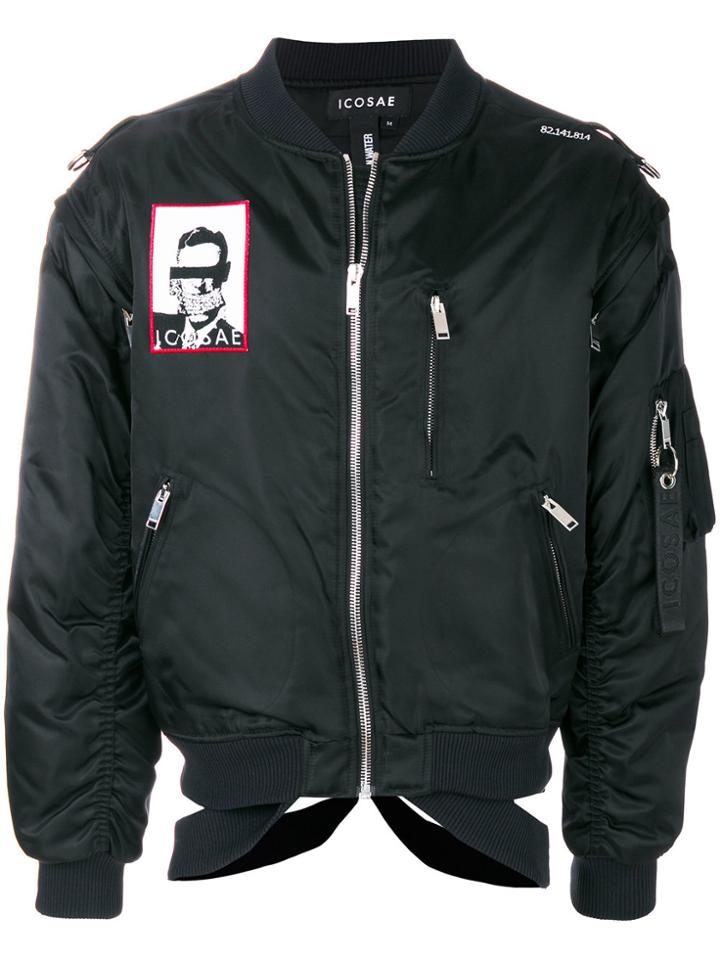 Icosae Patched Utility Bomber Jacket - Black