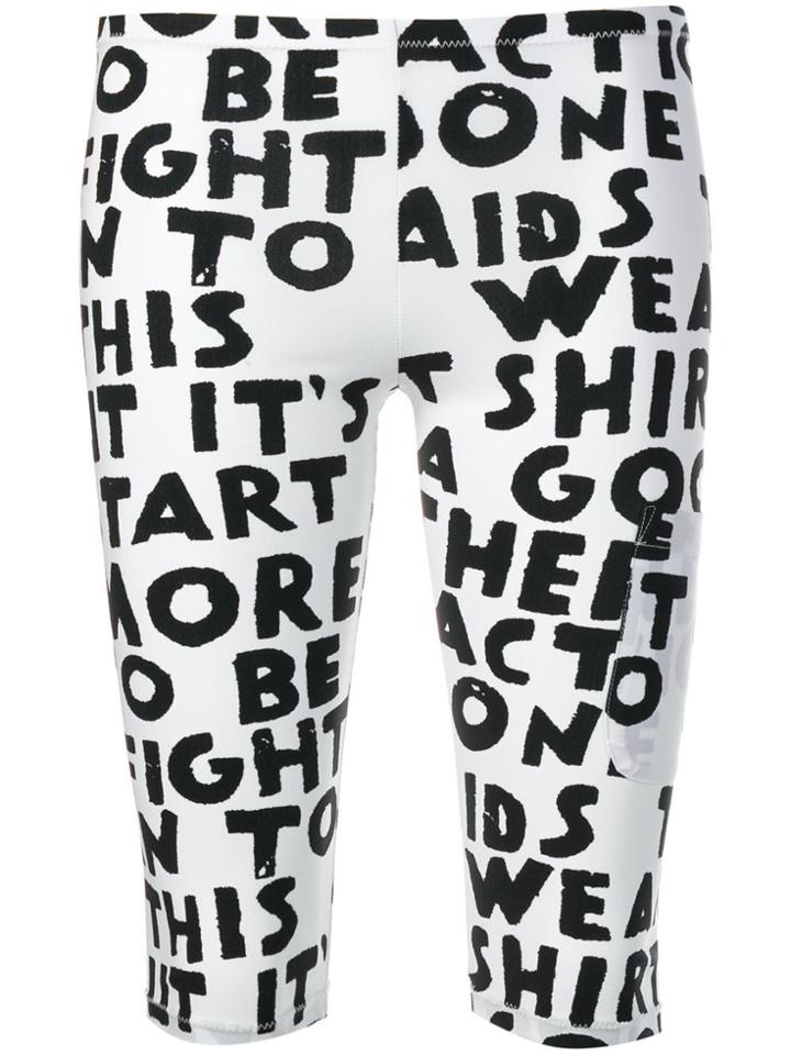 Mm6 Maison Margiela Slogan Printed Cropped Trousers - White